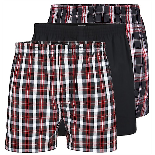 Bigdude Woven Boxer Shorts 3 Pack Red
